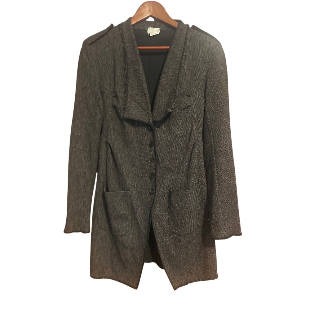 TRANSIT PAR SUCH Unstructured Jacket Long Length Epaulets Size 2 Dark Gray Black